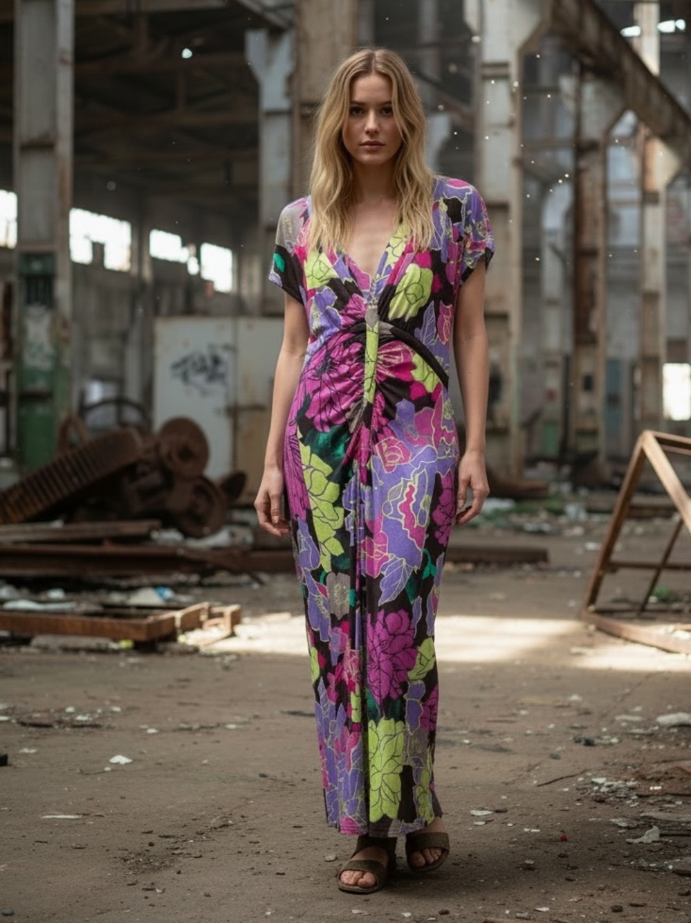 ETRO Floral Fitted Maxi Dress Italy Vintage Y2K 40 US 4